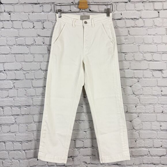Everlane The Straight Leg Crop Pants White Cotton Twill Womens Size 4 Preppy - Picture 4 of 11